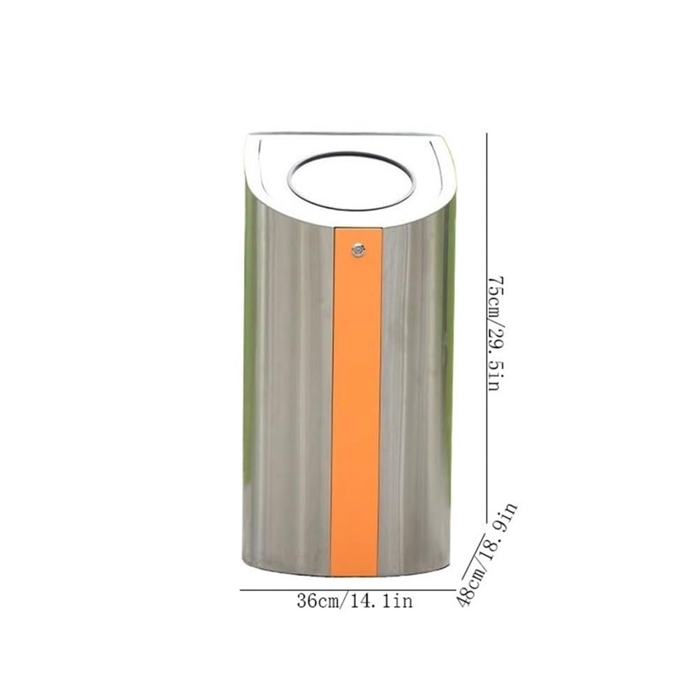 Outdoor Trash Can, Commercial Household with Lid Trash Can Stainless Steel Outdoor Small Rubbish Bin