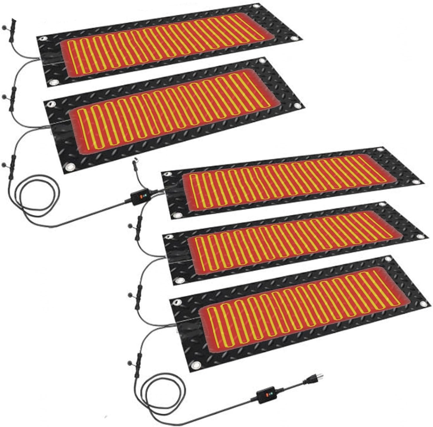 Heated Mat New Model Waterproof Anti Slip Design,with Power Cord Electric Snow Melting Mats Trusted Snow and Ice Melting Mats,for Stairs Doorways Staircases,5Pcs