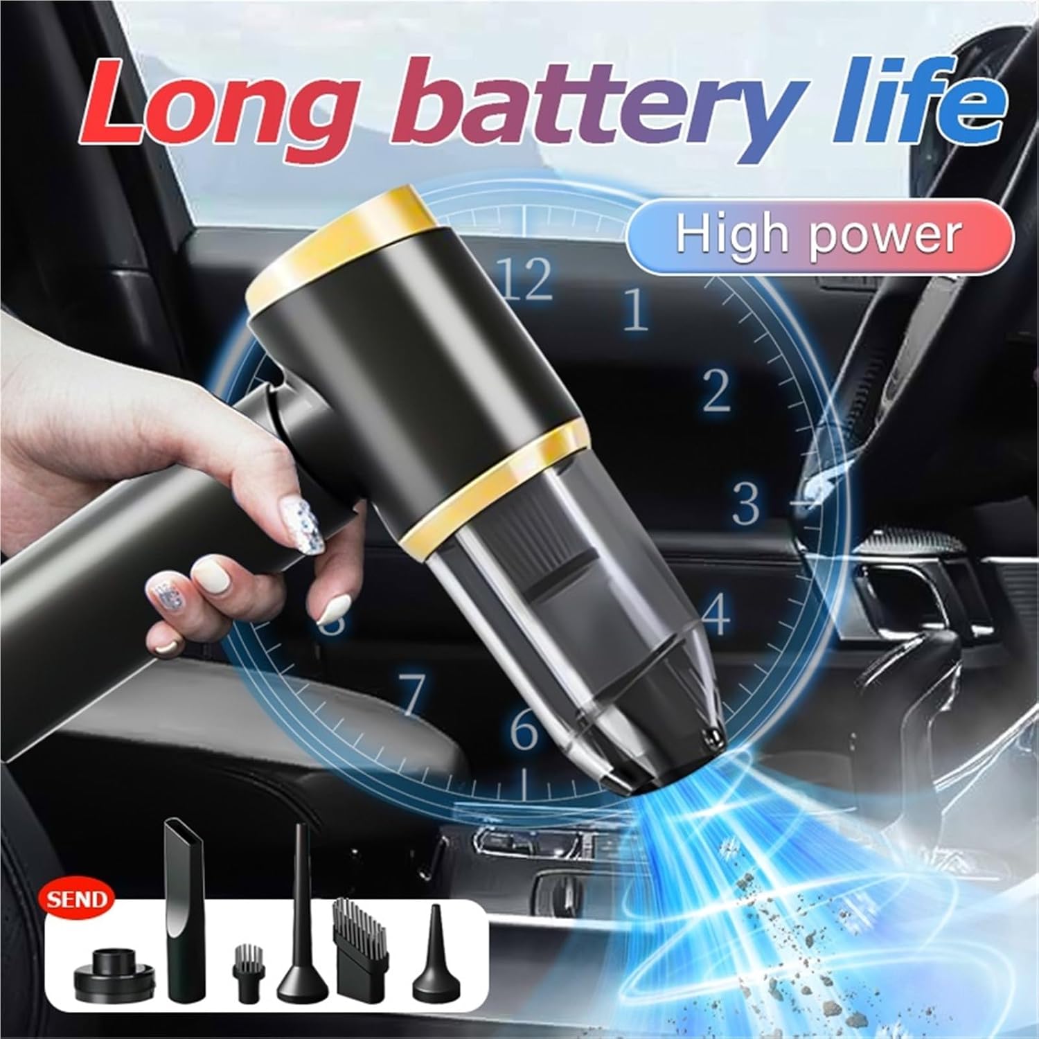 Wireless Vacuum Cleaner, Portable Multi-Function car and Home Dual-use USB Rechargeable Cordless Vacuum Cleaner(Pink)