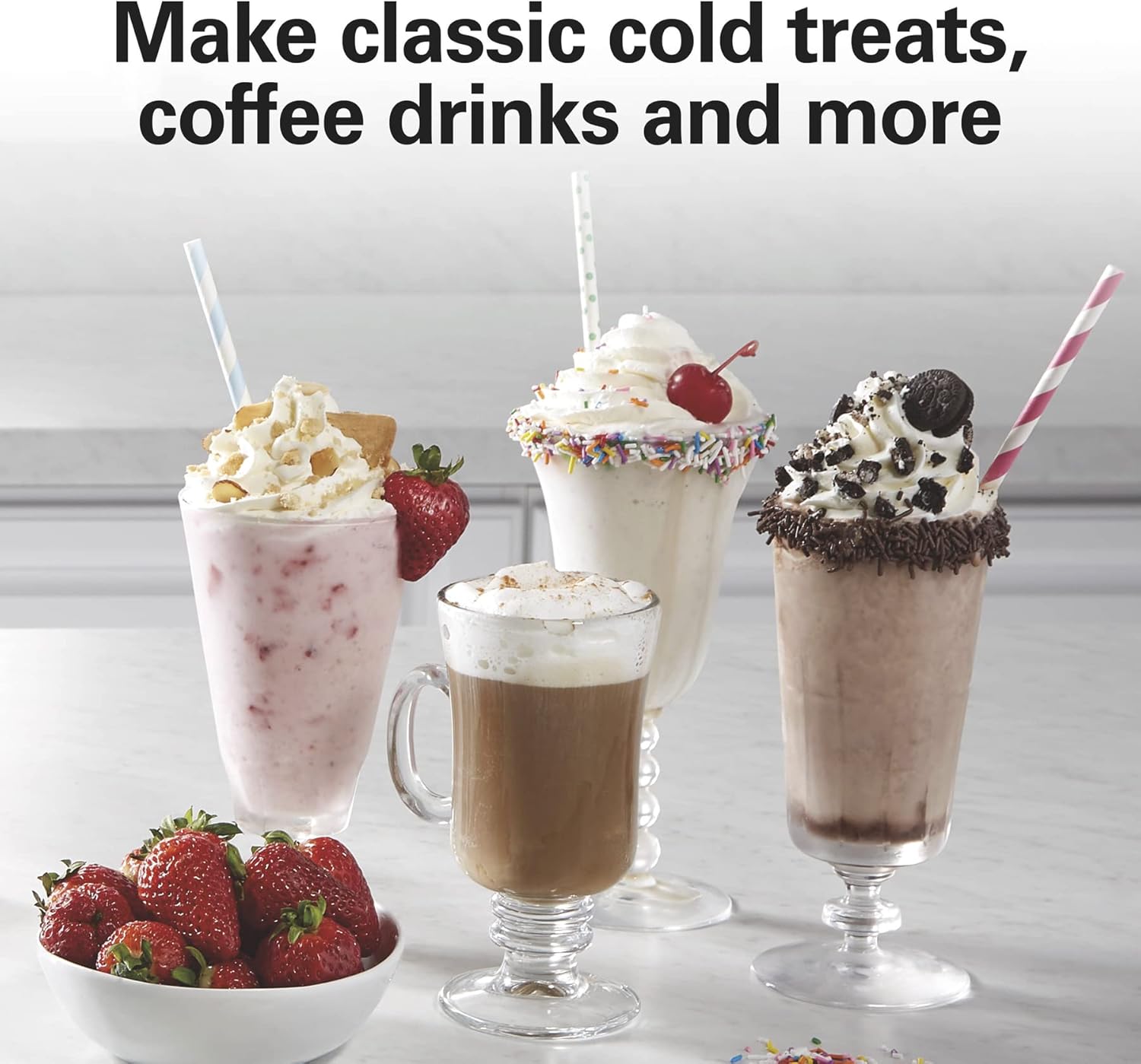 Hamilton Beach DrinkMaster Electric Drink Mixer, Retro Milkshake Maker & Milk Frother, 2 Speeds, Extra-Large 28 oz. Stainless Steel Cup, Classic Chrome