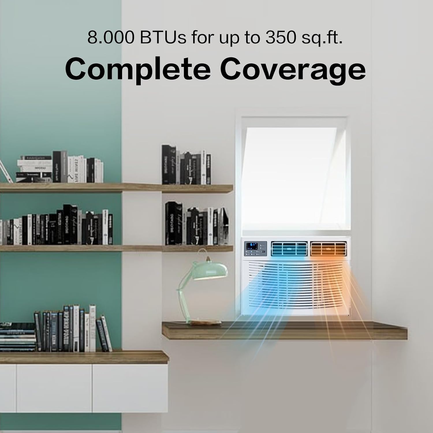 ROVSUN 8000 BTU Air Conditioner Window Unit with Heat, 4-in-1 Window AC Unit Cooler, Heater, Dehumidifier & Fan with Timer, Remote Control & Installation Kit for Rooms up to 350 Sq. Ft, 115V/60Hz