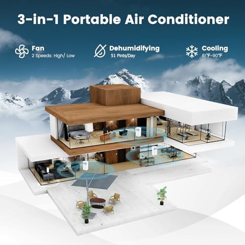 DORTALA Portable Air Conditioners 10000 BTU, Personal AC Cooling Unit with Dehumidifier, 24H Timer, Remote Control, Window Kit, Standing AC for Home Office Dorm, Cool Rooms up to 350 Sq. Ft