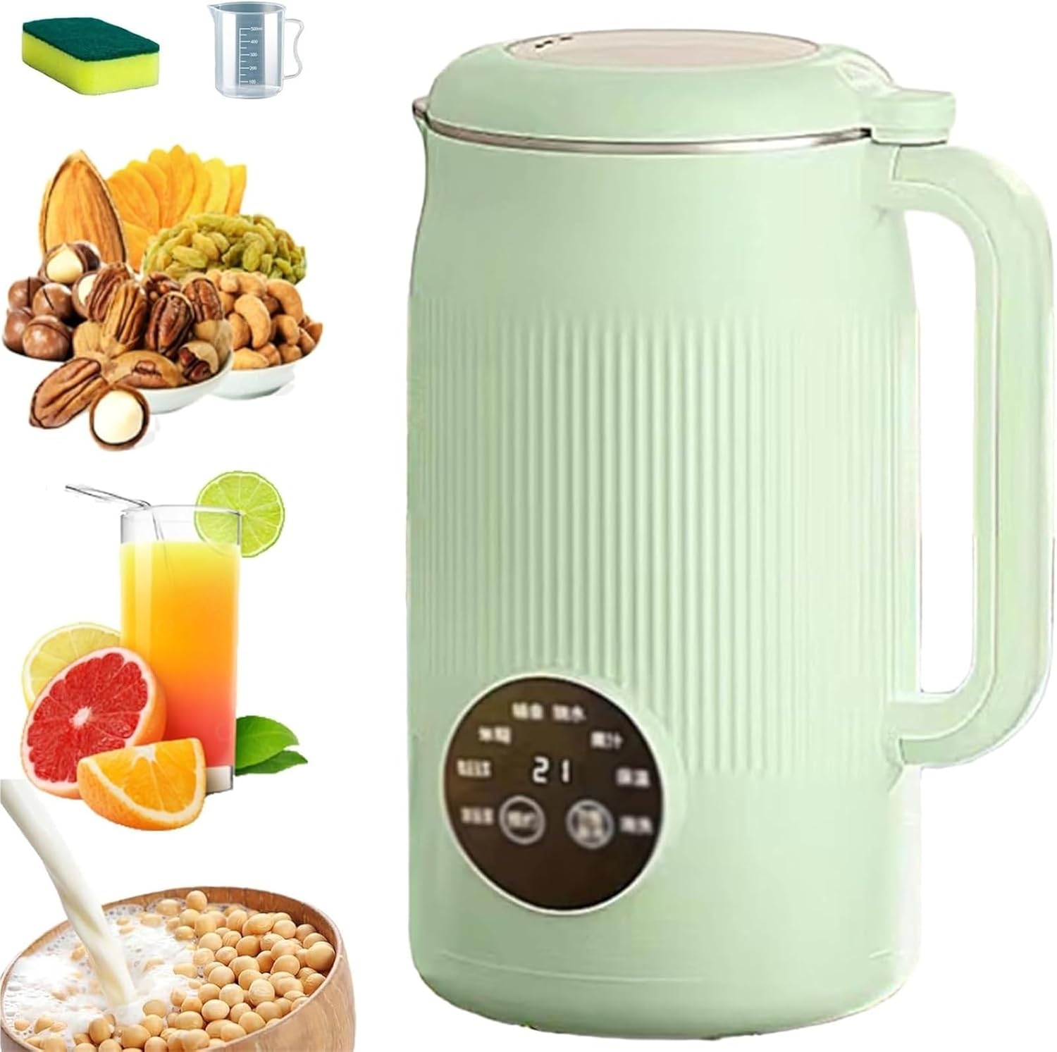 8 in 1 Nut Milk Maker Machine, 40oz/1.2L Soy Milk Maker with Self Clean/12H Delay/6H Keep Warm, One Touch Alomnd Milk Maker for Homemade Oat, Soup, Juice, Plant Based and Non Dairy Beverages(Green)