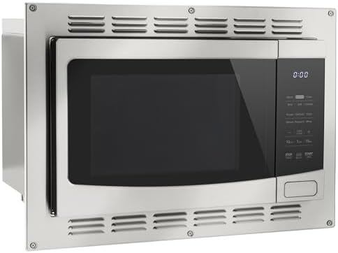 RecPro RV Kitchen Air Fryer & Convection Microwave with Trim Kit | 1.0 Cu. Ft. | 120V | 6 Cooking Modes (Stainless Steel)