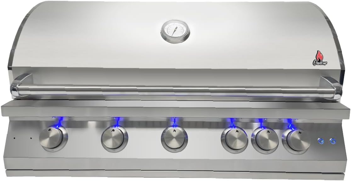 40-Inch Built-In Gas Grill – 5-Burner BBQ Grill with Rear Infrared Burner, 80,000 BTU, 304 Stainless Steel, Outdoor Kitchen Built In Grill (Liquid Propane) (5 Burners)
