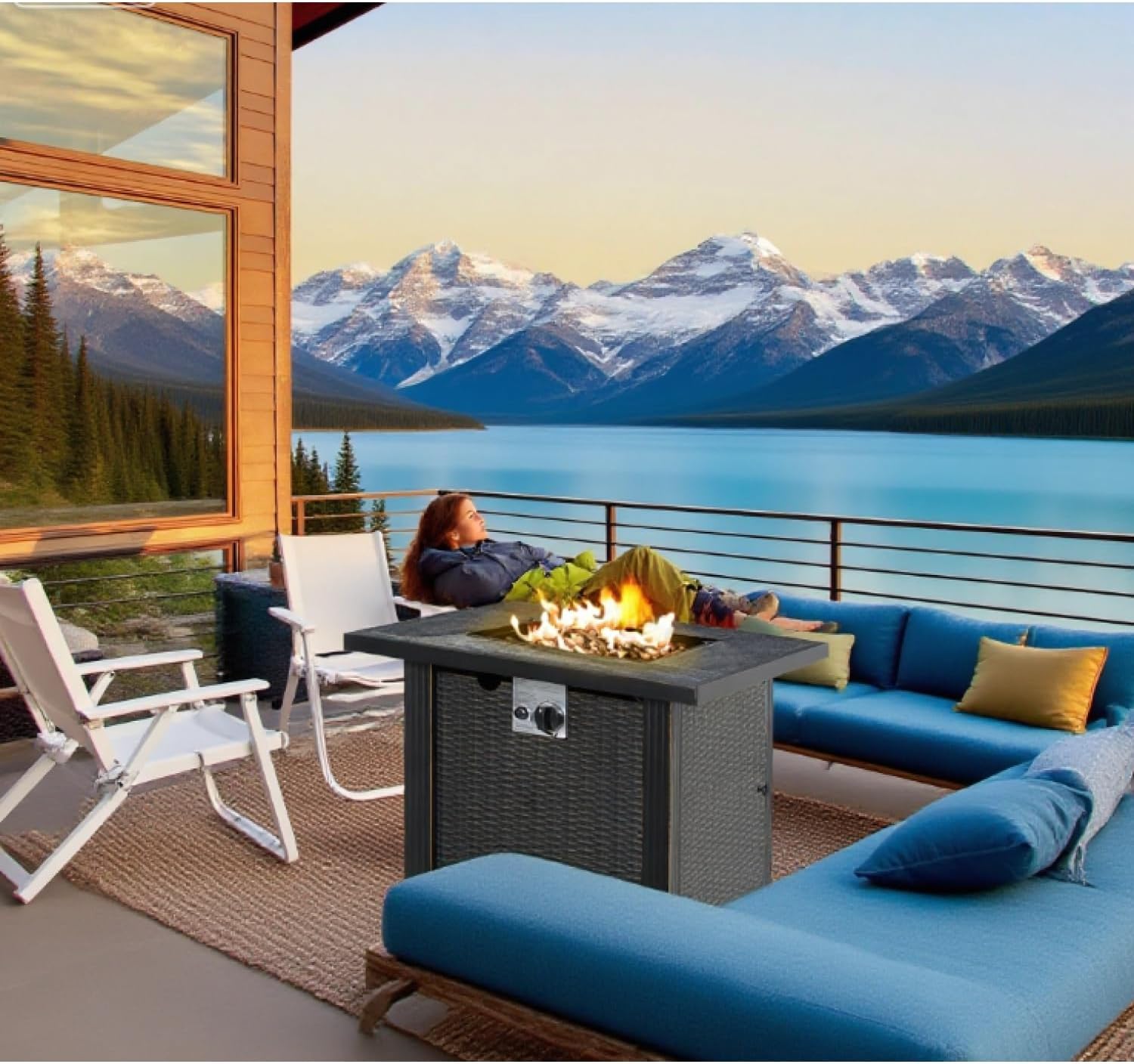 Outdoor Propane Gas Fire Pit Table - 2-in-1 Design with 50,000 BTU Burner, Steel Construction, Black Color