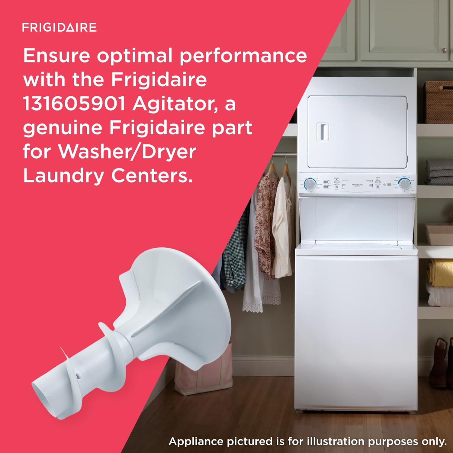 Frigidaire 131605901 Agitator for Washer/Dryer Laundry Centers, White