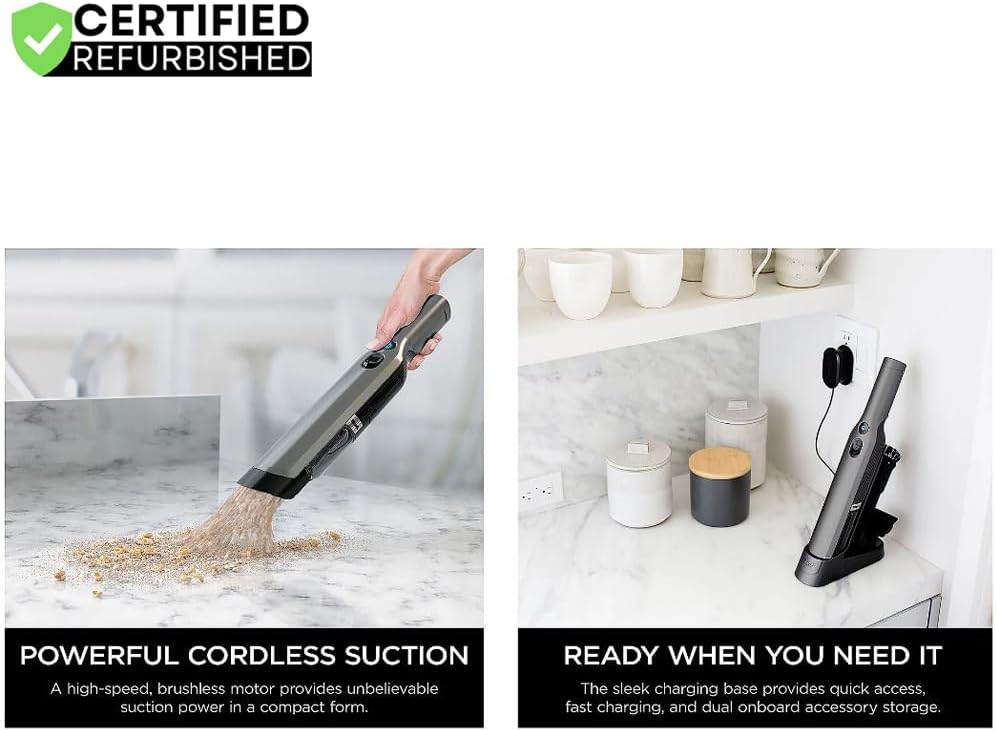 Shark QV201BK WANDVAC Handheld Vacuum and Charging Dock Black Bundle with 3 YR CPS Enhanced Protection Pack (Renewed)