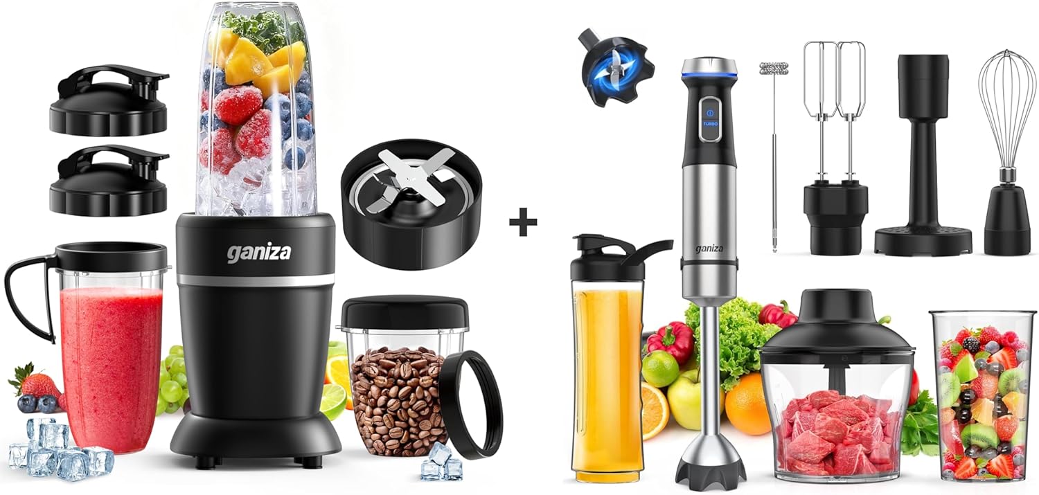 Ganiza GB08 Smoothie Blender and 8 in 1 Hand Blneder