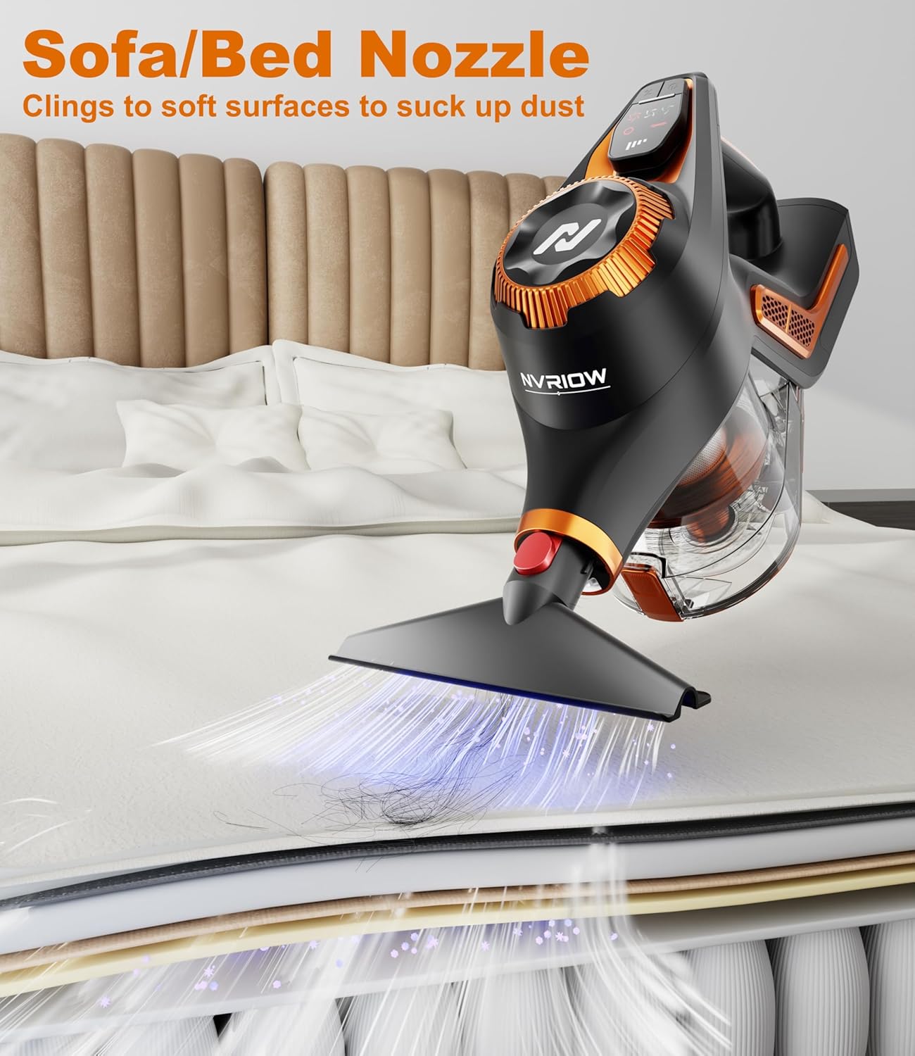 Cordless Vacuum Cleaner for Home, 45Kpa Stick Vacuum, Max 80mins Runtime, 1.5L Dust Cup, Rechargeable Lightweight Handheld Vacuum for Carpet/Hardwood Floor/Pet Hair/Car (Sunset Orange)