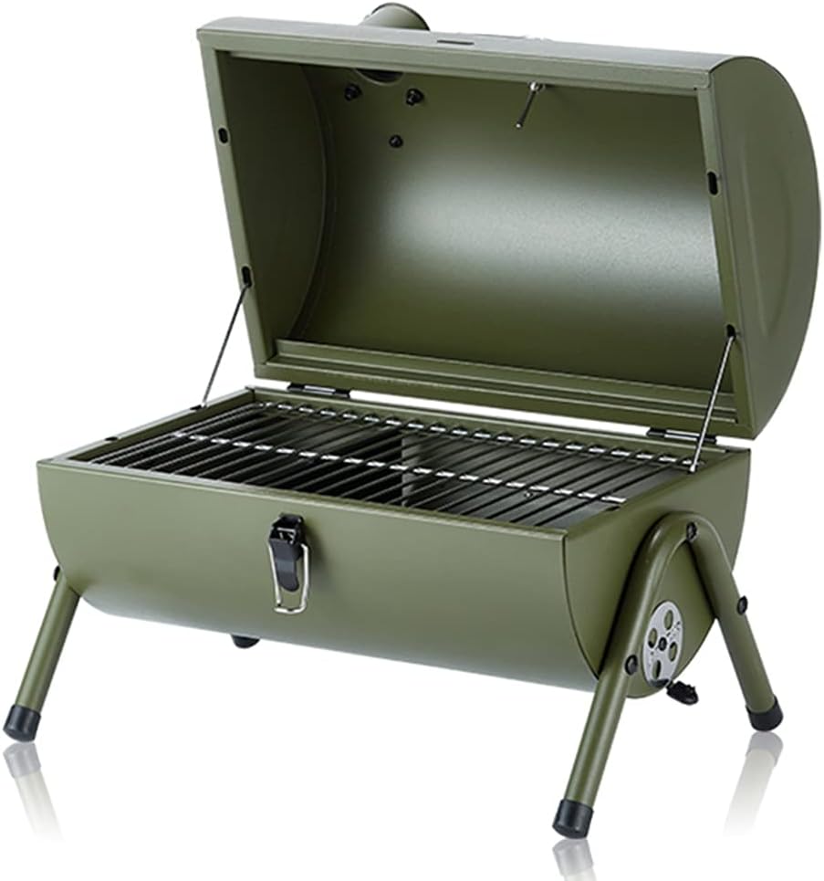 Charcoal Grill BBQ Grill Barbecue Grill Outdoor Charcoal Smoker IronPortable Charcoal Grill Home Small Grill Camping Grill (Color : Green, Size : 42 * 37 * 29cm)