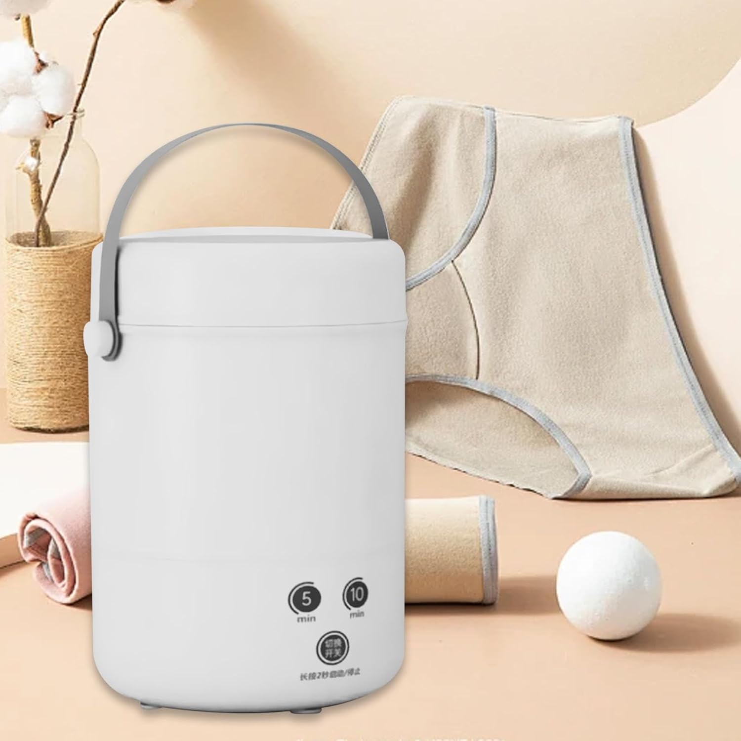 Generic Portable Washing Machine Laundry Washer Cleaning for Underwear, Clothes, Sock, Small Delicates Bucket Washer for Home RV, white