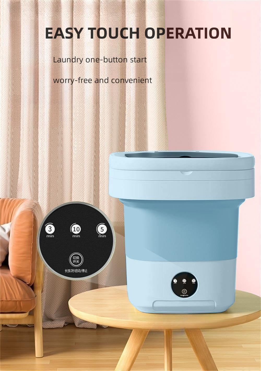 Portable Washing Machine, Mini Washer,16L Upgraded Large Capacity Foldable Washer.Deep Cleaning of Underwear, Baby Clothes and Other Small Clothes.Suitable for Apartments, Dormitories, Hotels.(Blue)