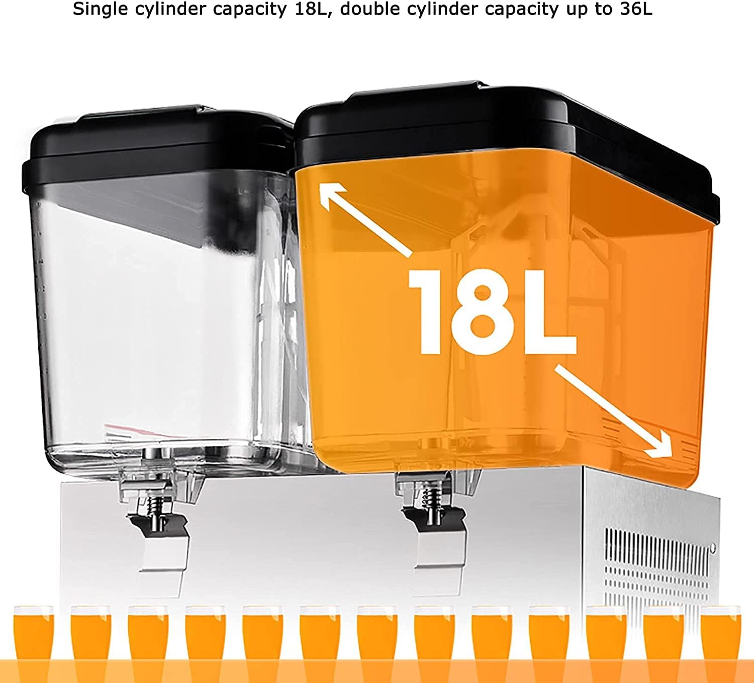 Dual-Temperature Beverage Machine, Double-Cylinder Juice Machine, Cold Drink Machine, Buffet, Freshly Adjusted Milk Tea Machine, Hot Cold Multifunctional Stainless Steel 22L Per Can