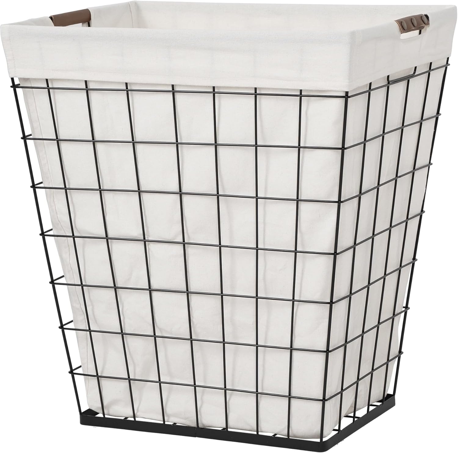 75L Rectangular Steel Wire Laundry Hamper, Black and Natural with Removable Cotton Blend Liner, 20x15x22.4 Inch, Adult Size, 75L Capacity