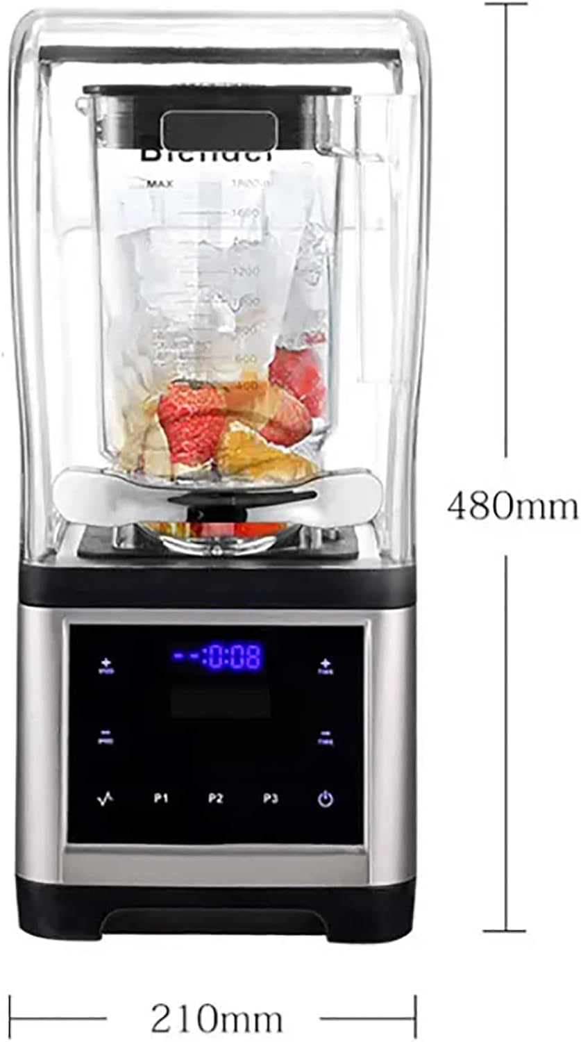 Smoothie Blender, 1.6L Commercial Smoothie Makers with Hood, Multi-level Stepless Regulation/Noise Reduction/safe Operation, for Juice, Milkshake