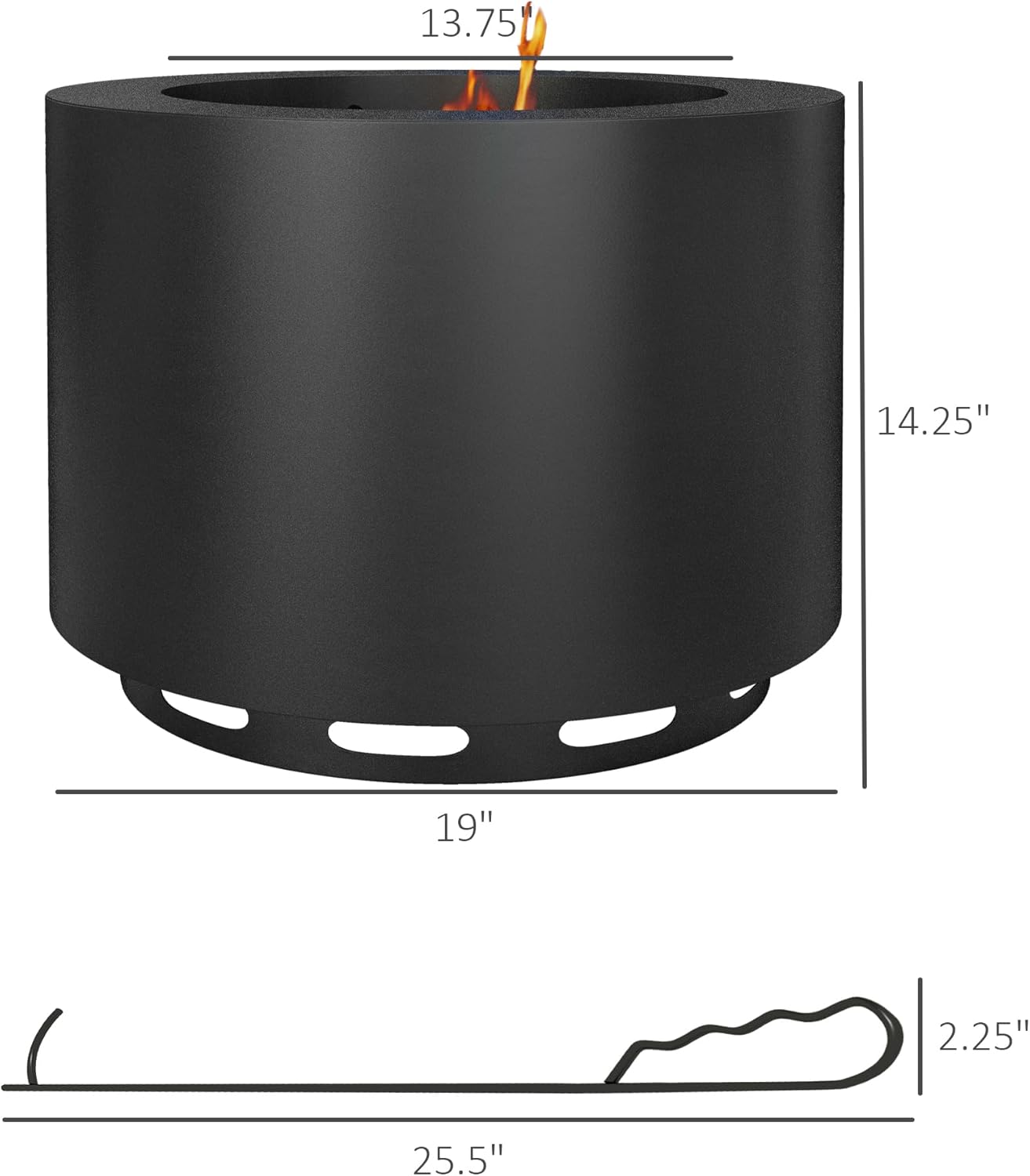 Outsunny Smokeless Fire Pit, 19