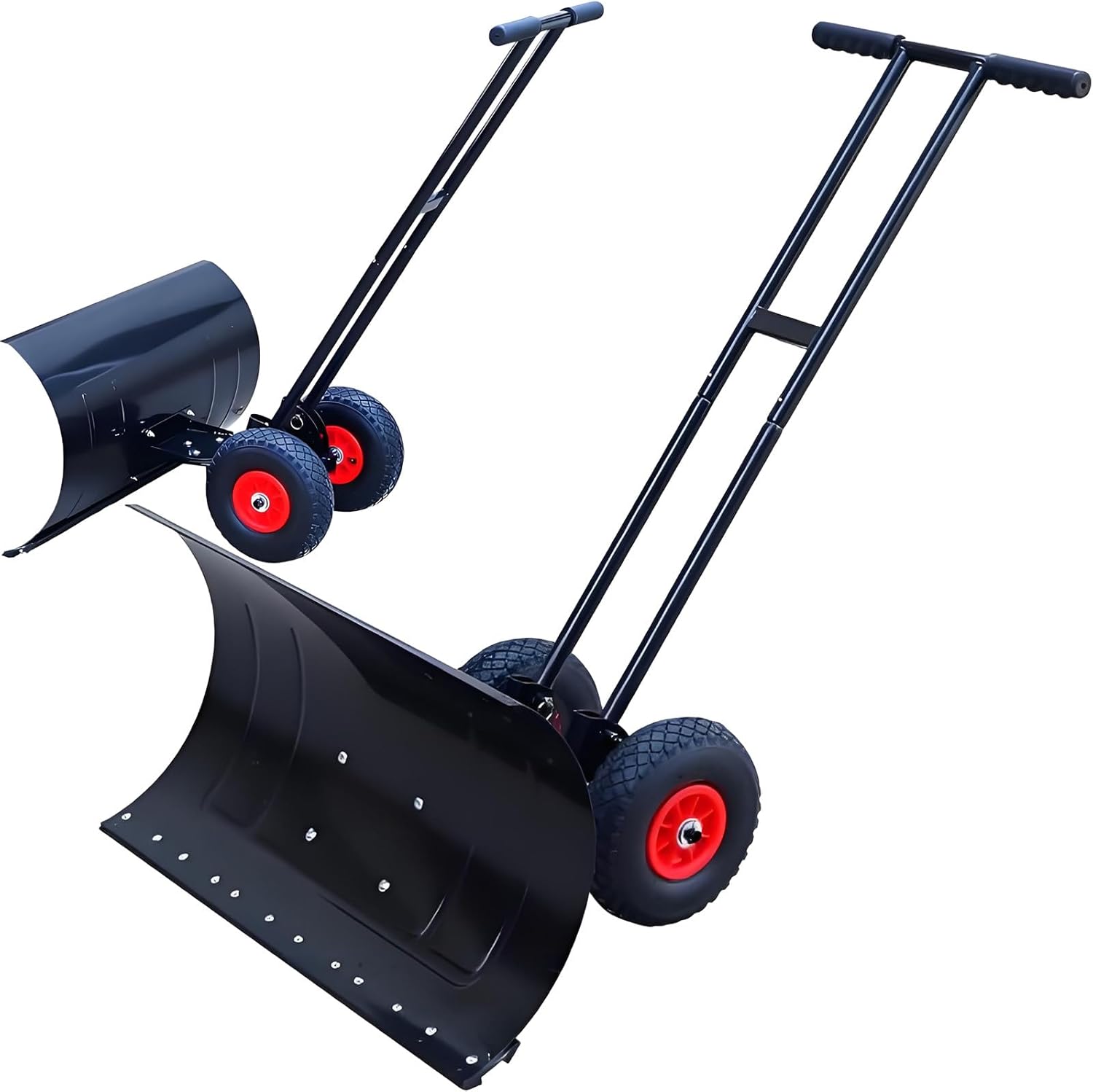 Metal Snow Shovel, 7-Angle Adjustment ＆ 5 Height Settings, 10