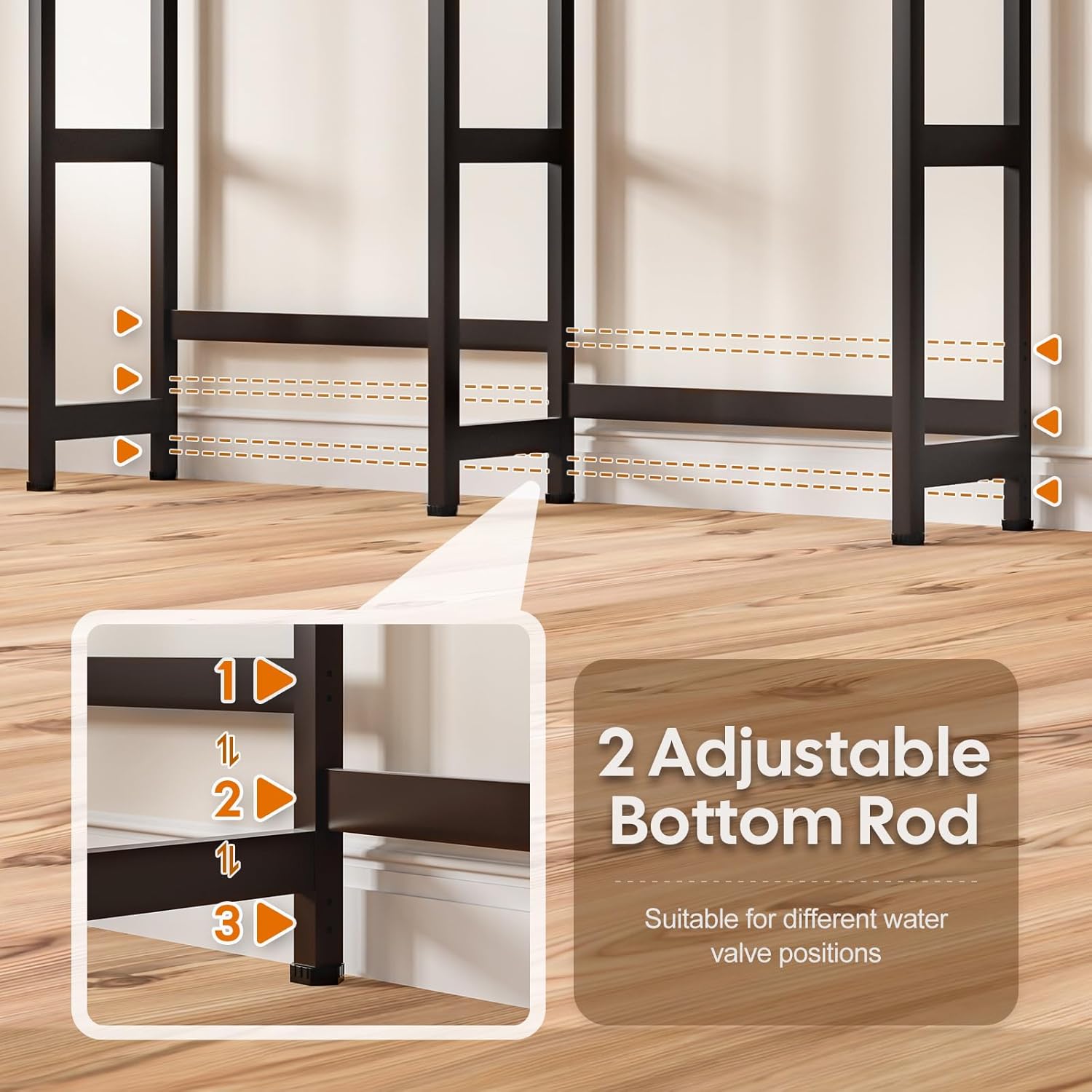 Over The Washer and Dryer Storage Shelf Bamboo,5 Tiers Laundry Room Drying Rack with Adjustable Shelves and 4 Hooks,Space Saver Organizer for Hanging Clothes and Towels (Brown)