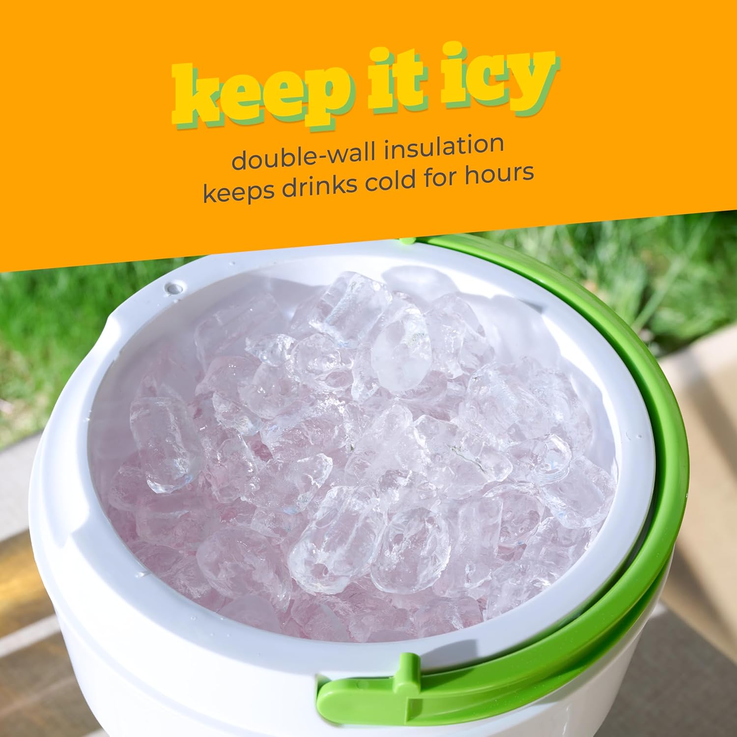 Nostalgia Taco Tuesday Tailgator Margarita Machine - Blender for Smoothies, Margaritas, Daiquiris, and Slushies - White/Lime Green - 128-Ounce - 10