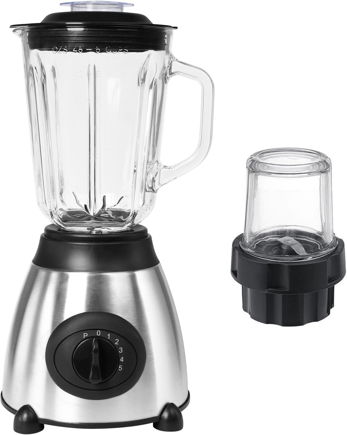 Blender, Fruit Juicer, Blenders, 1.5 Liter Large Glass Cups and 0.8 Liter Glass Cups 5-speed Adjustment Blender for Fruit Drinks, Smoothies, Soybean Milk (110V 600W US Plug)