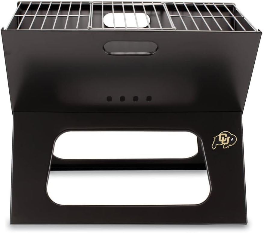 PICNIC TIME NCAA Colorado Buffaloes X-Grill Portable Grill - Camping Grill - Small Charcoal Grill for Tailgating