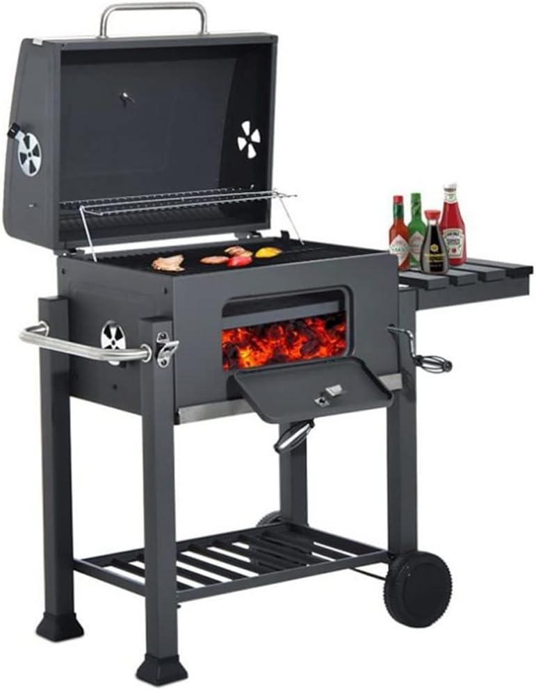 Grill Barbecue Picnic Grills Kebab Stove Charcoal Oven with Waterproof Black BBQ Grills for Yard Garden Outdoor