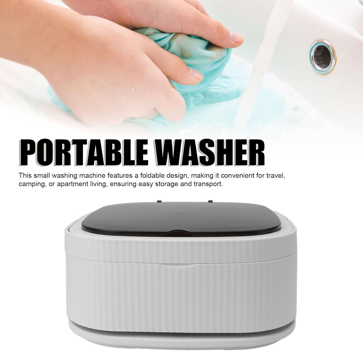 Mini Foldable Washer, Portable Washing Machine with 3 Modes Deep, Large 11L Capacity, Small Laundry for Travel, Apartment, RV (Khaki)