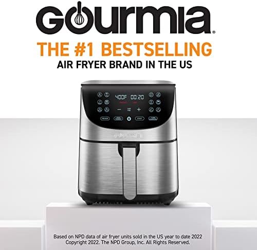 Gourmia Air Fryer Oven Digital Display 7 Quart Large AirFryer Cooker 12 Touch Cooking Presets, XL Air Fryer Basket 1700w Power Multifunction GAF778 Black and stainless steel air fryer FryForce 360°