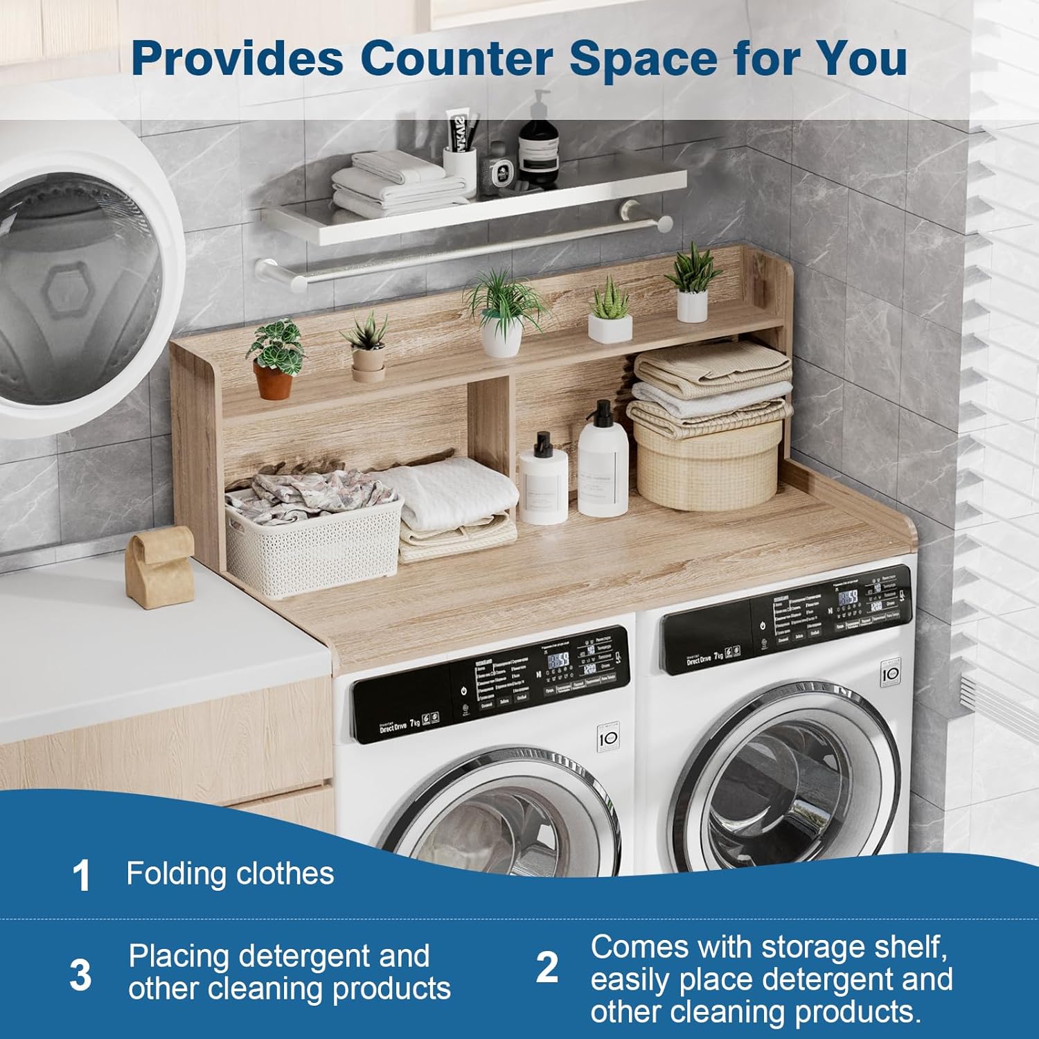 Washer Dryer Countertop with Shelf 54