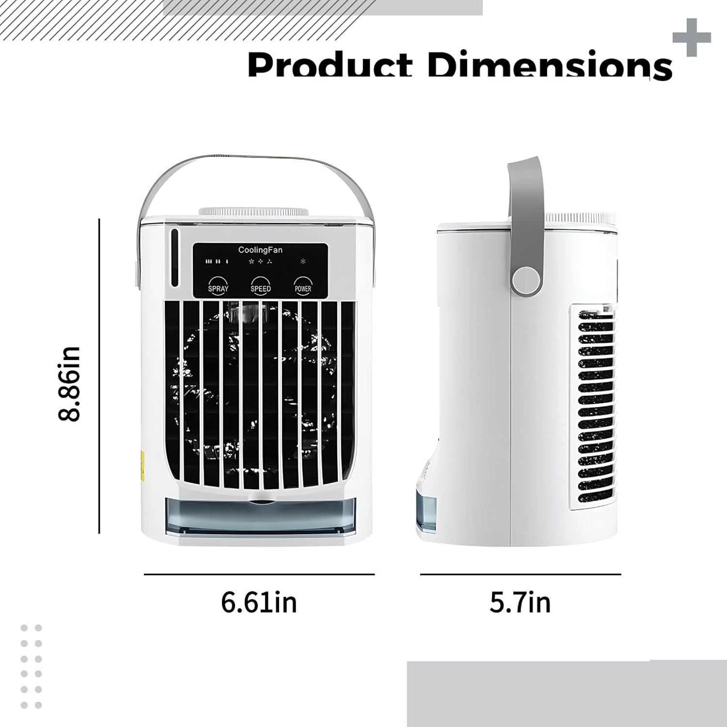 Rechargeable Desk Mini Air Conditioner, Usb-C Fan With 3 Speeds, 500 Ml Water Tank, Ideal For Dorm, Office And Bedroom