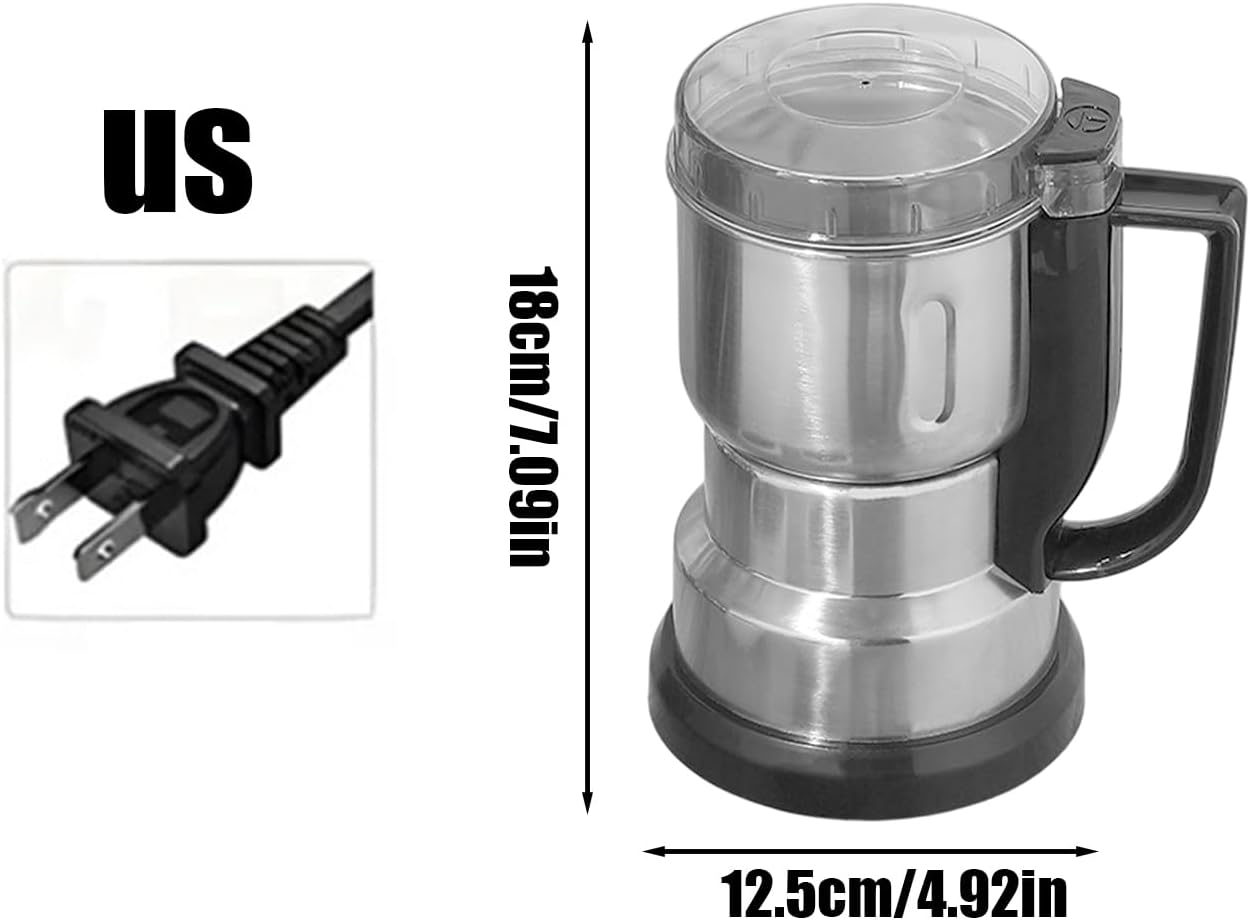Dry Milling Grinder – Electric Food Chopper, Mini Powder Machine | Stainless Breaker, Compact Kitchen Equipment With Smooth Grip Handle During Coffee Roasting Prep, Blending Needs, Morning Meal