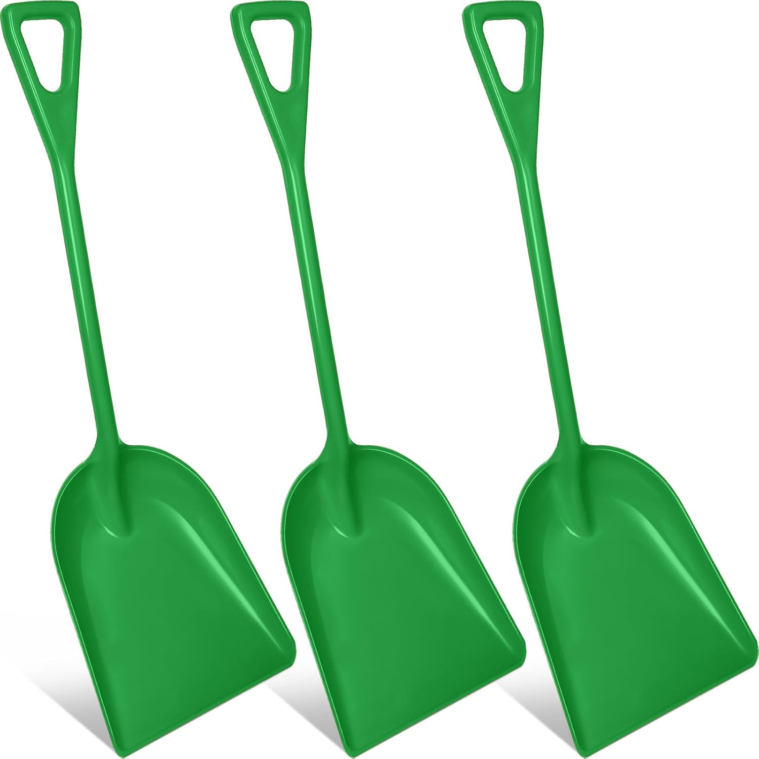 Frienda 3 Pieces Plastic Snow Shovel 43 x 14 Inches Heavy Duty Hygienic Shovel with D Shaped Grip Handle Large Durable Seamless Snow Scoop for Kitchen Gardening(Green)