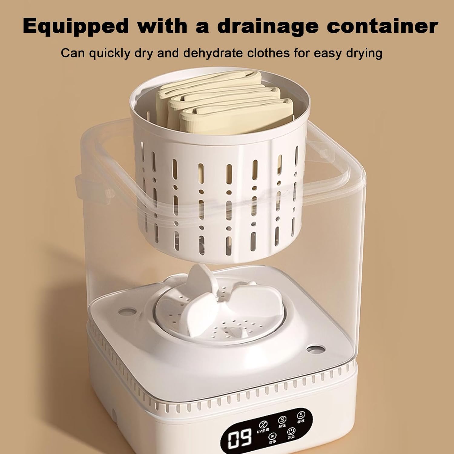 Portable Washing Machine and Dryer, Travel Washing Mini Washing Machine with Draining Basket, Apartment Washing Machine for Underwear, Socks, Towels, Delicates Compact Washing Machine