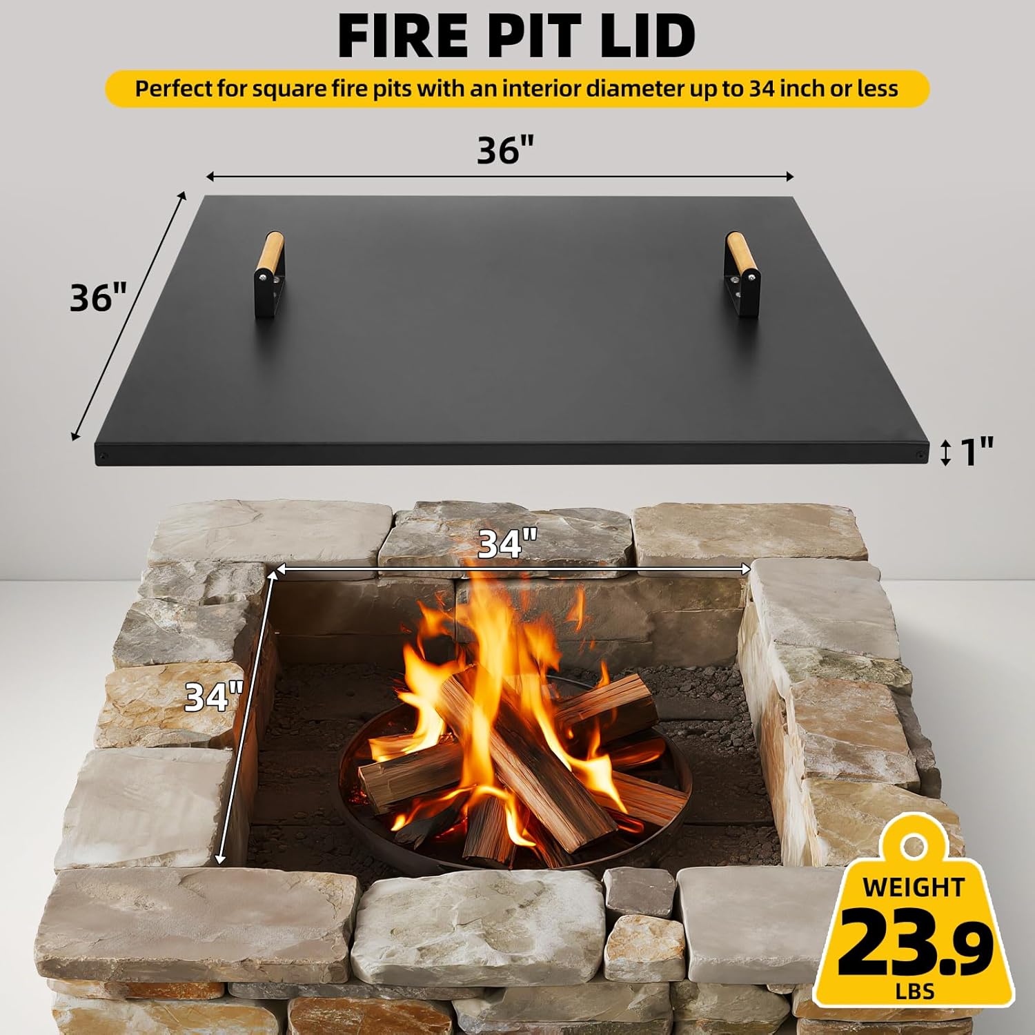 Firepit Lid Square - Rust Resistant 36