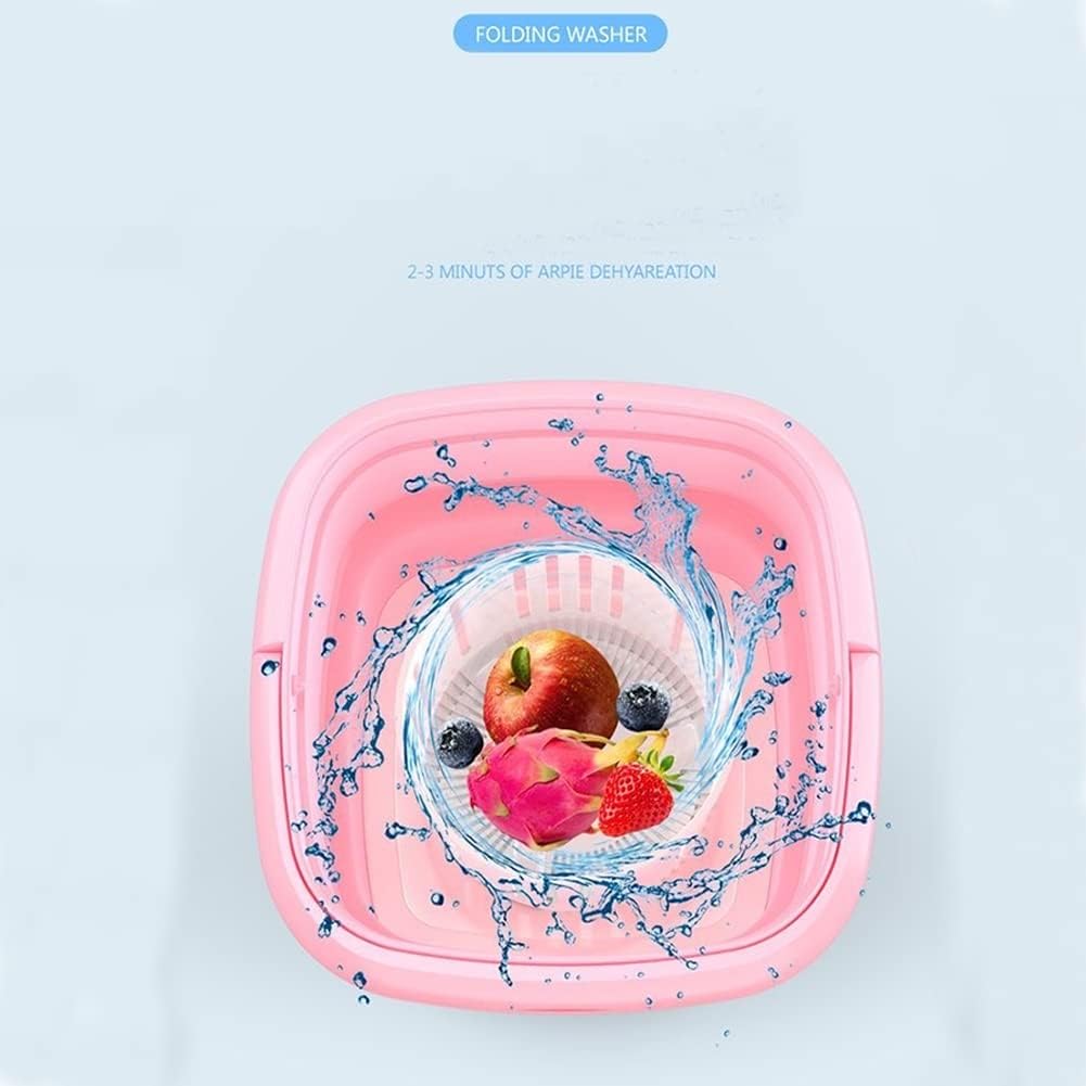 Mini Portable Washing Machine, Foldable Small Washer Bucket Type Dehydrator 3Modes Deep Cleaning Half Automatic Wash Spin Dry Drainage for Baby Clothes Underwear Items US Plug 110V-240V(Pink)