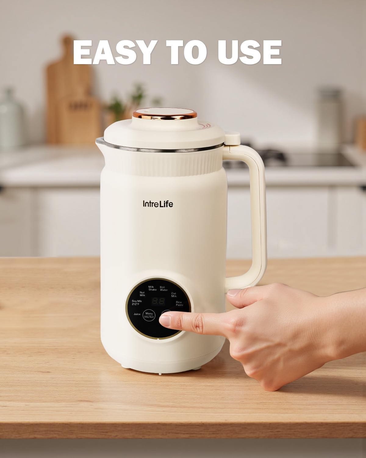 34 oz Nut Milk Maker Machine, 8 in 1 Soy Milk Maker with Nut Milk Bag, Plant Based Milk Maker for Almond, Oat, with Delay Start/Keep Warm/Self Cleaning, Cream