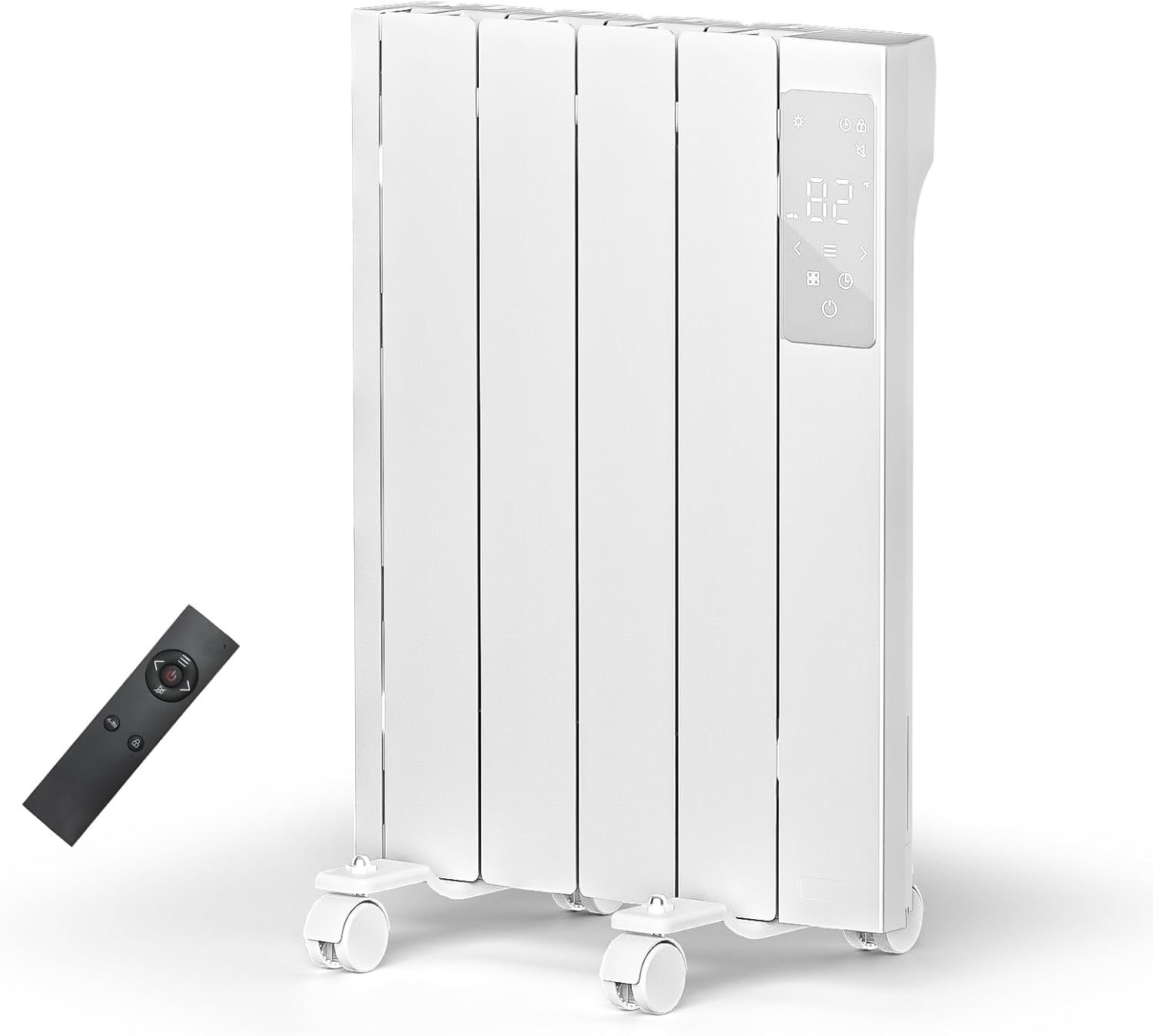BREEZEHEAT Convection Panel Heater 800W, Energy Efficient Electric Heater for Indoor Use w/Remote Control, 2-in-1 Wall Mount & Freestanding, Silent Operation, Slim Design for Home Office (White)