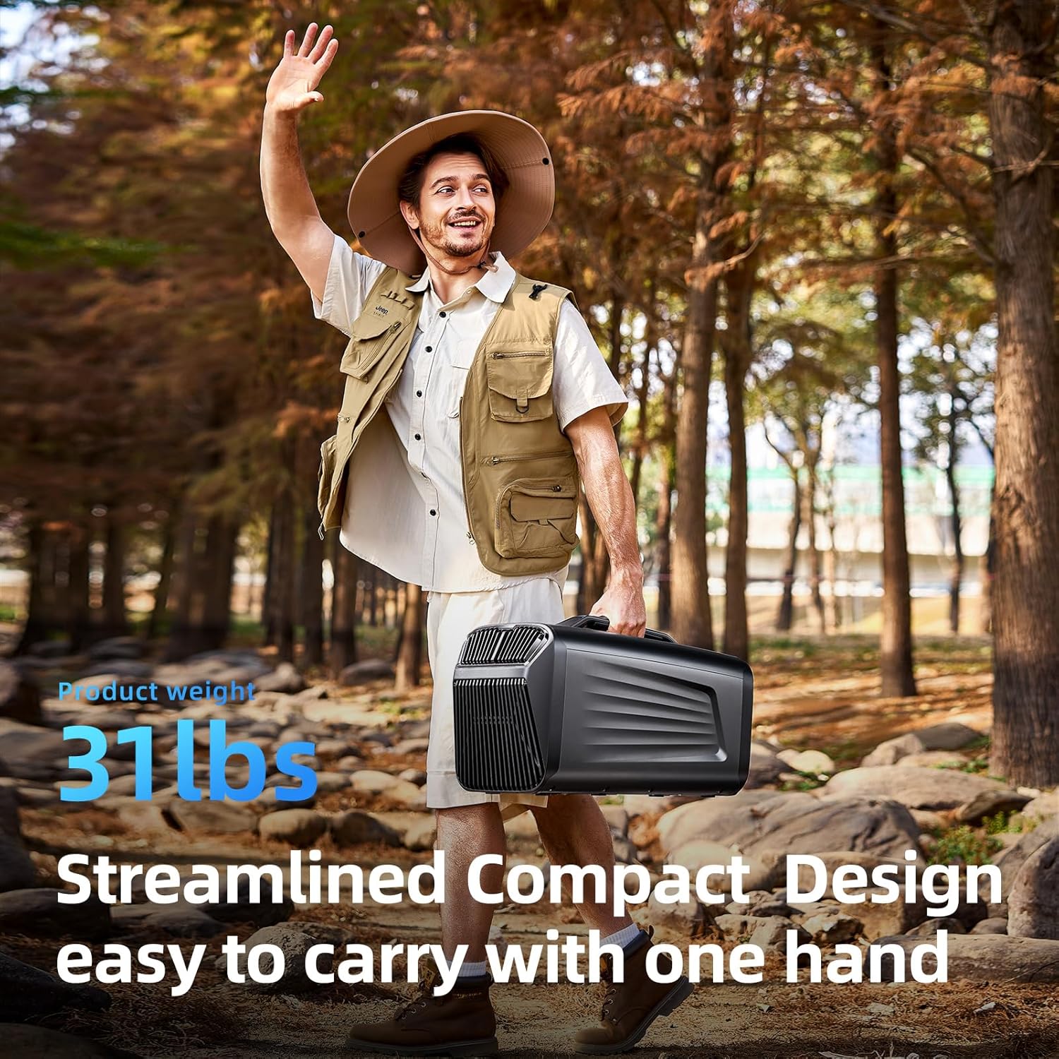 5200BTU Portable Tent Air Conditioner for Camping Outdoor and Indoor Use, 400W Consumption Quiet Air conditoning For Truck RV Van and Car Cooling, Small AC for Garage and Pet(Grey)