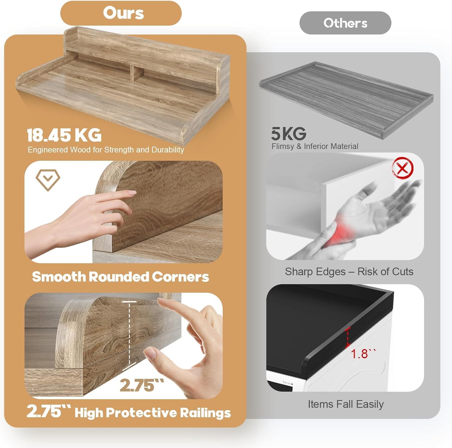 2-Tier Washer Dryer Countertop with 2.75