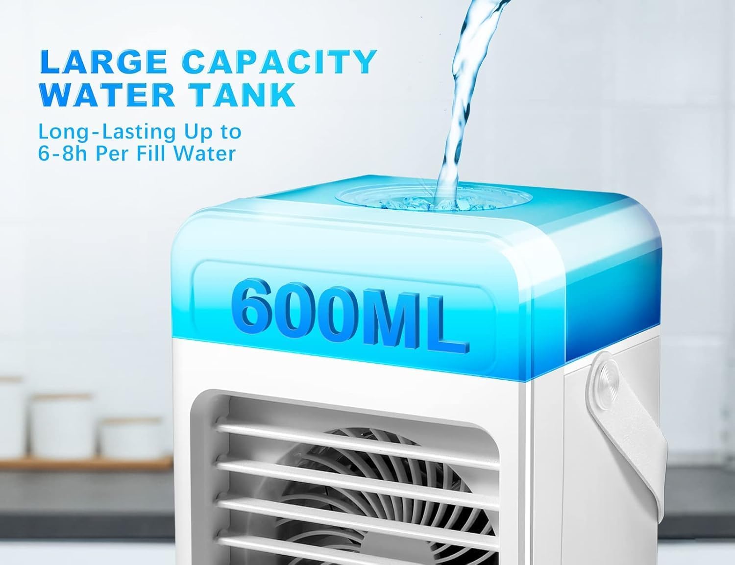 Portable Air Conditioners, Mini Air Conditioner Personal Evaporative Air Cooler with 4 Speeds 7 Colors, 600ML Portable Ac Unit Fan 2 Cool Mist Cooling Fan for Room Office Car