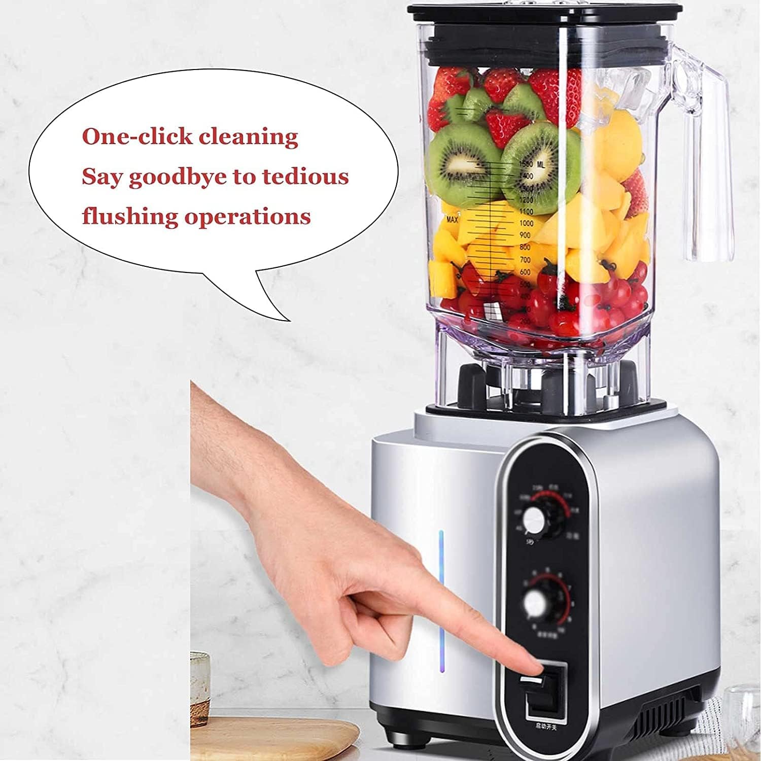 Commercial Smoothie Maker, Large Capacity 2200W High Power Blender Commercial Blender, High Speed 6 Blade Milkshake Maker