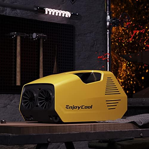 Portable Rotary Mini Air Conditioner,10' Cooling Down,Trucks & Solar Panel Charging,Perfect for Outdoor Events, Traveling, Car Camping,Yellow
