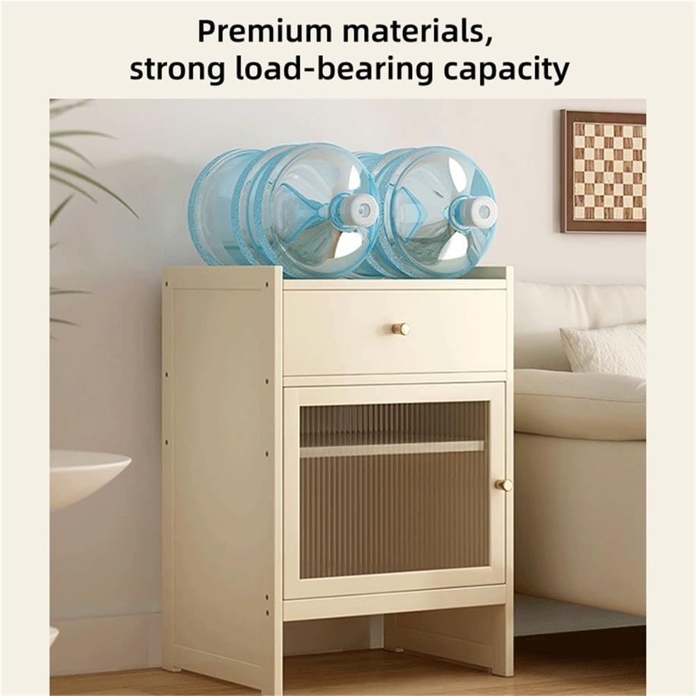 Robot Vacuum Cabinet with Removable Shelf, Modern Stand Cabinet with Drawer for Robot Vacuum Cleaner, Multi-Functional Nightstand for TV Side, Sofa(Natural)