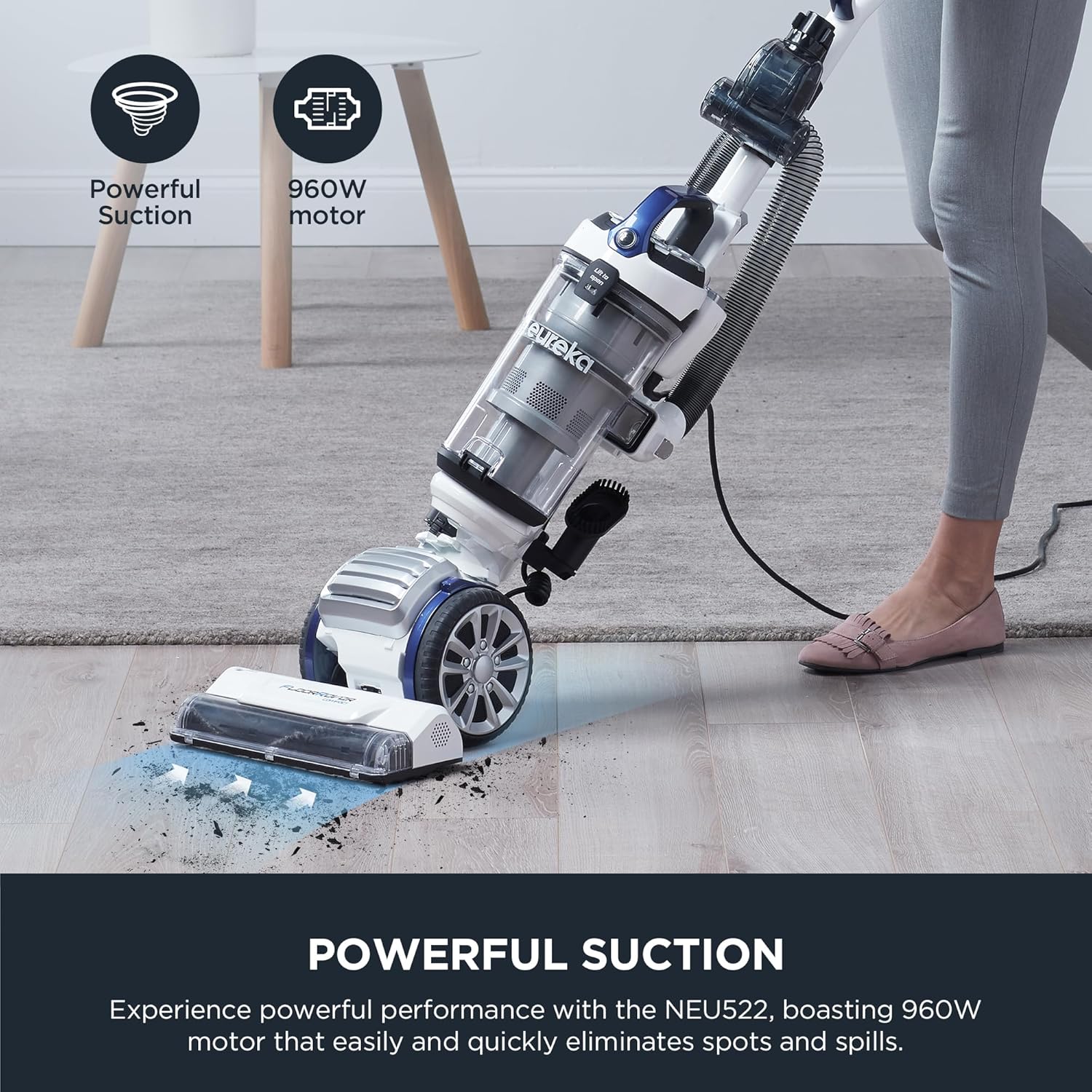 Eureka FloorRover Bagless Upright Pet Vacuum Cleaner, Suctionseal, Swivel Steering for Carpet and Hard Floor