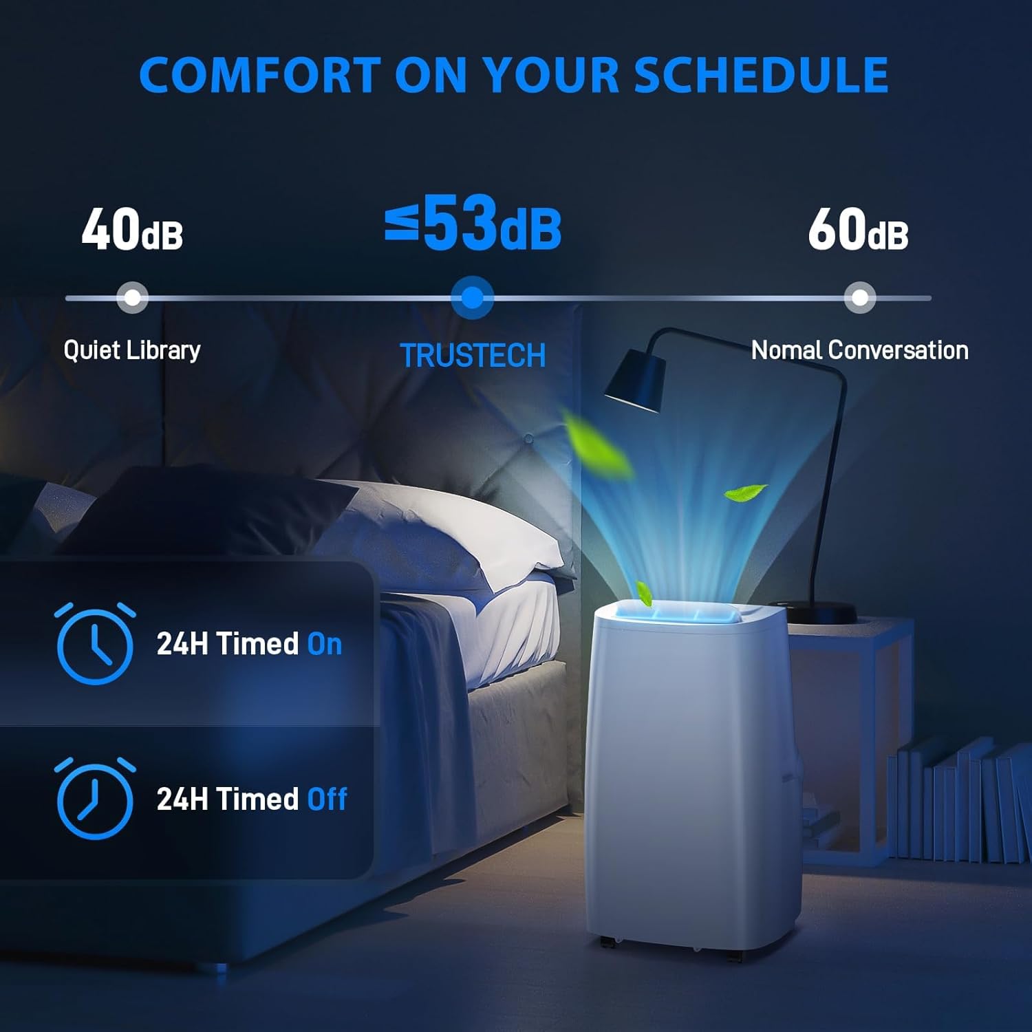 Air Choice 14000 BTU Portable Air Conditioner, 4-in-1 Air Conditioner Portable for Room Up to 700 Sq.Ft. with Remote, Auto Swing, Quiet AC Unit as Heater Dehumidifier Fan, 24H Timer, Window Kit, White