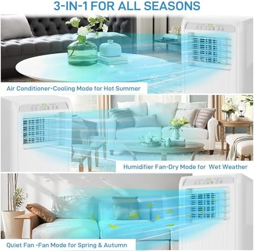 GarveeHome Portable Air Conditioner, Energy Efficient 10,000 BTU AC for Apartment, Remote & Window Kit, 24H Timer, Portable AC with Hose Needed.