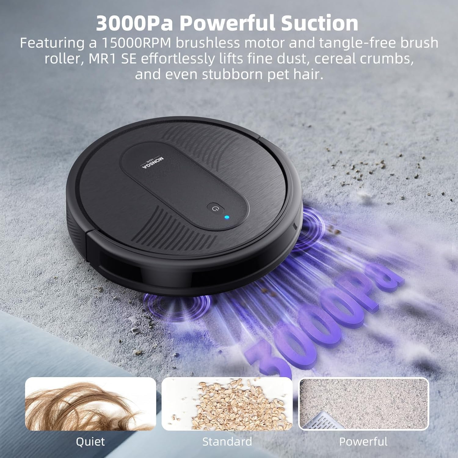 MONSGA Robot Vacuum Cleaner, 4000Pa Powerful Suction Robotic Vacuum, 3.2
