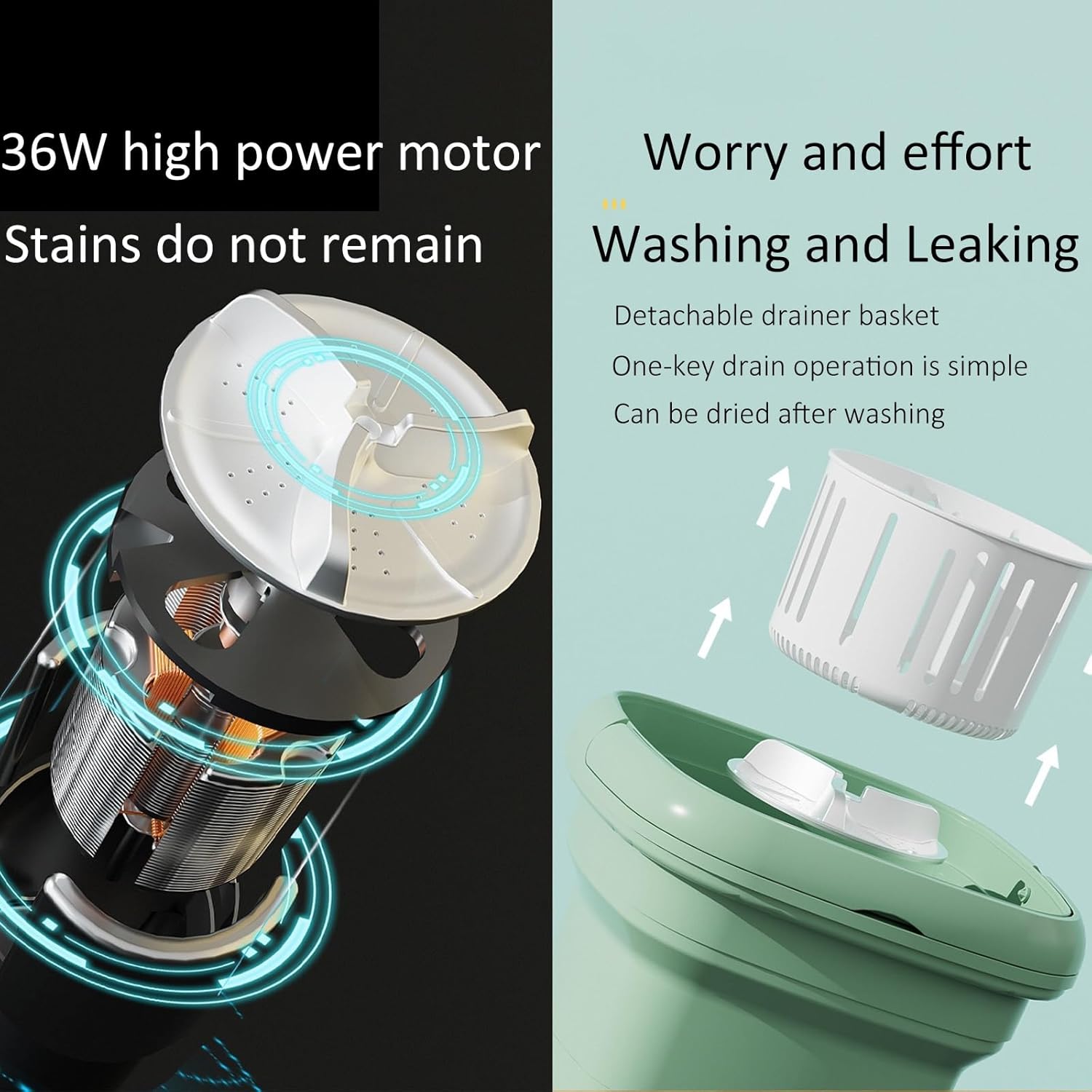 Portable Washing Machine, Mini Foldable Washing Machine, Half Automatic Washer, for Socks, Baby Clothes, Towels, Delicate Items (Color : Blue)