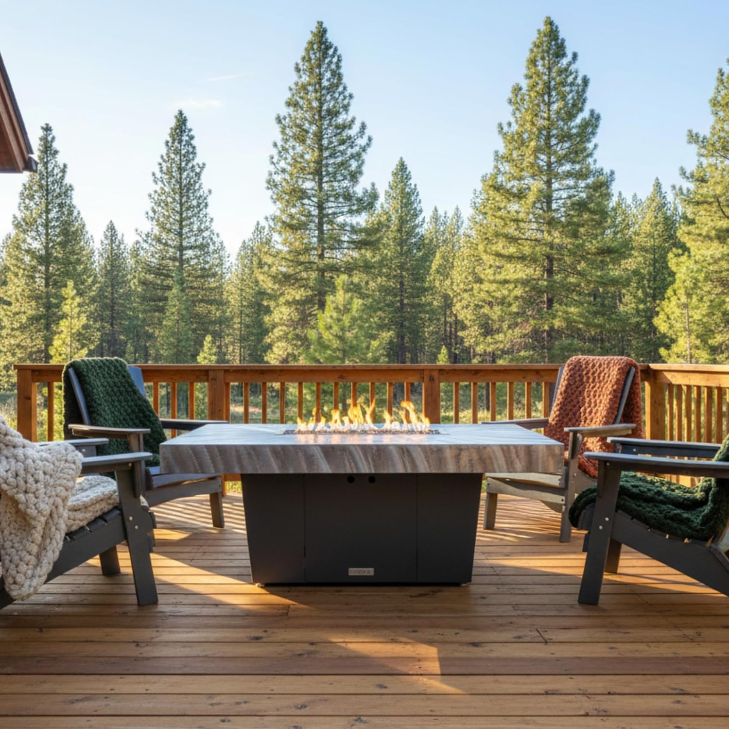 COOKE Palisades Rectangular Fire Pit Table - 52x36 - Chat Height - Propane - Brushed Aluminum Powdercoat Top with 6cm Edge - Grey Texture Powdercoat Base